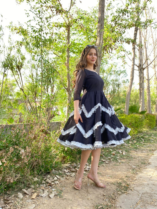 black chanderi dress