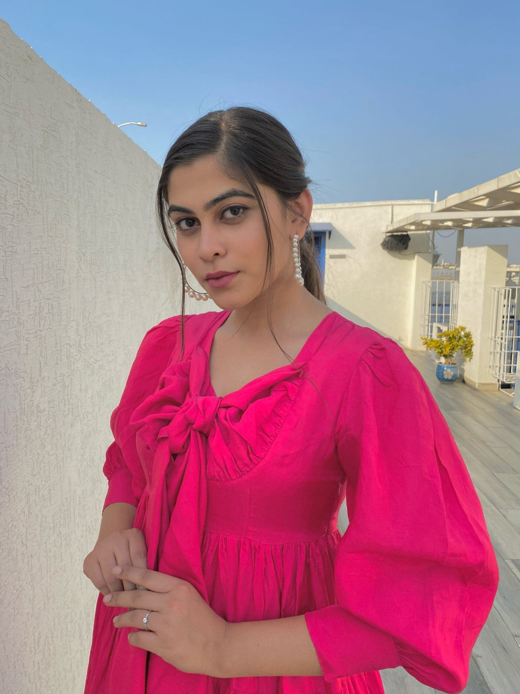 pink silk knee length