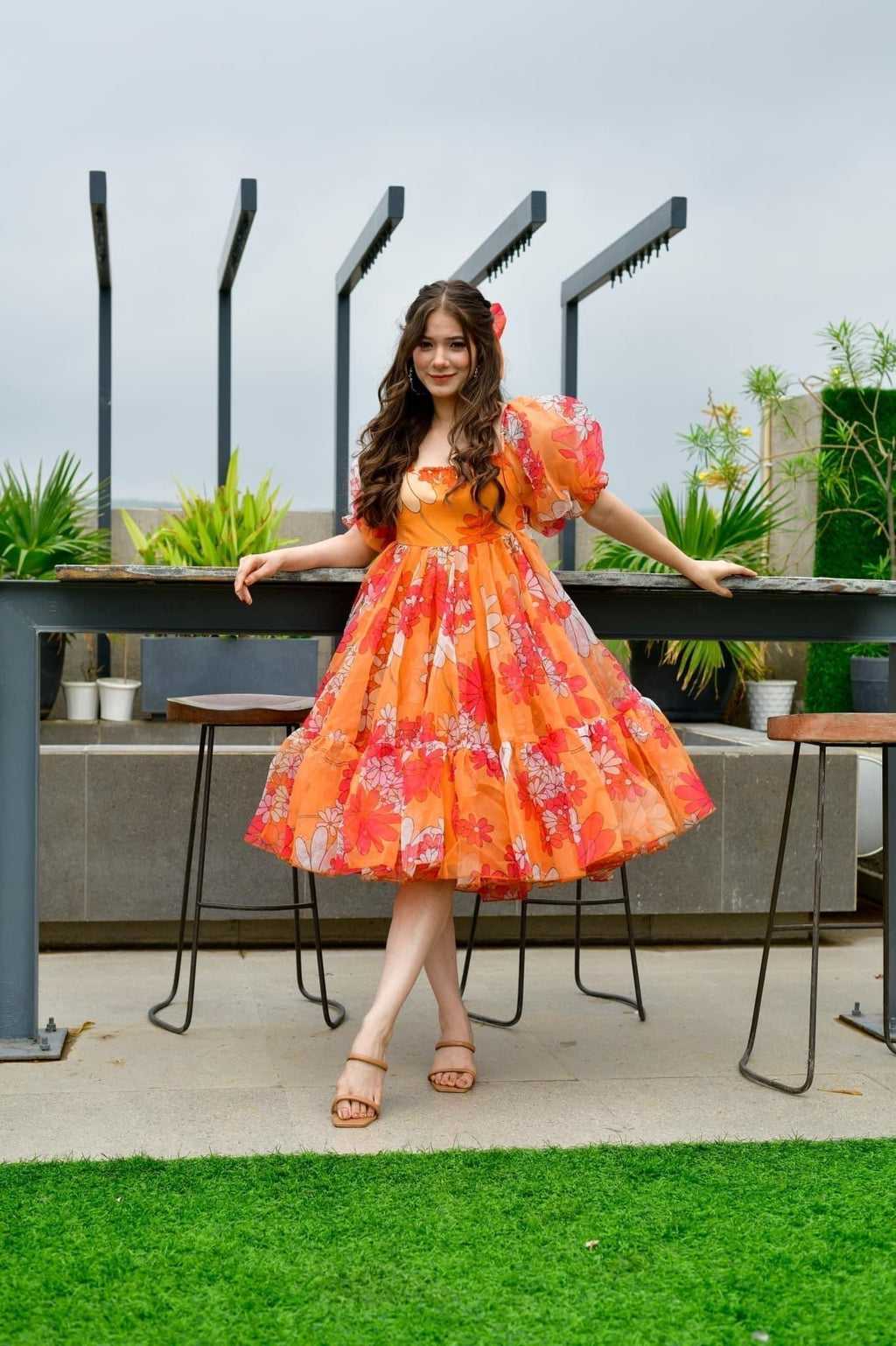 Layla organza printed dress