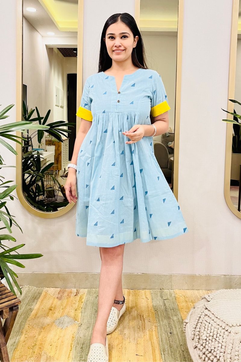 TRIBAL EMBROIDERED FLARED DRESS